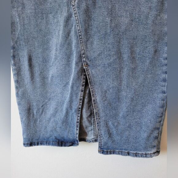 Midi Length Denim Jean Skirt Below Knee Modest Teacher American Y2K 90s Medium - Picture 4 of 9